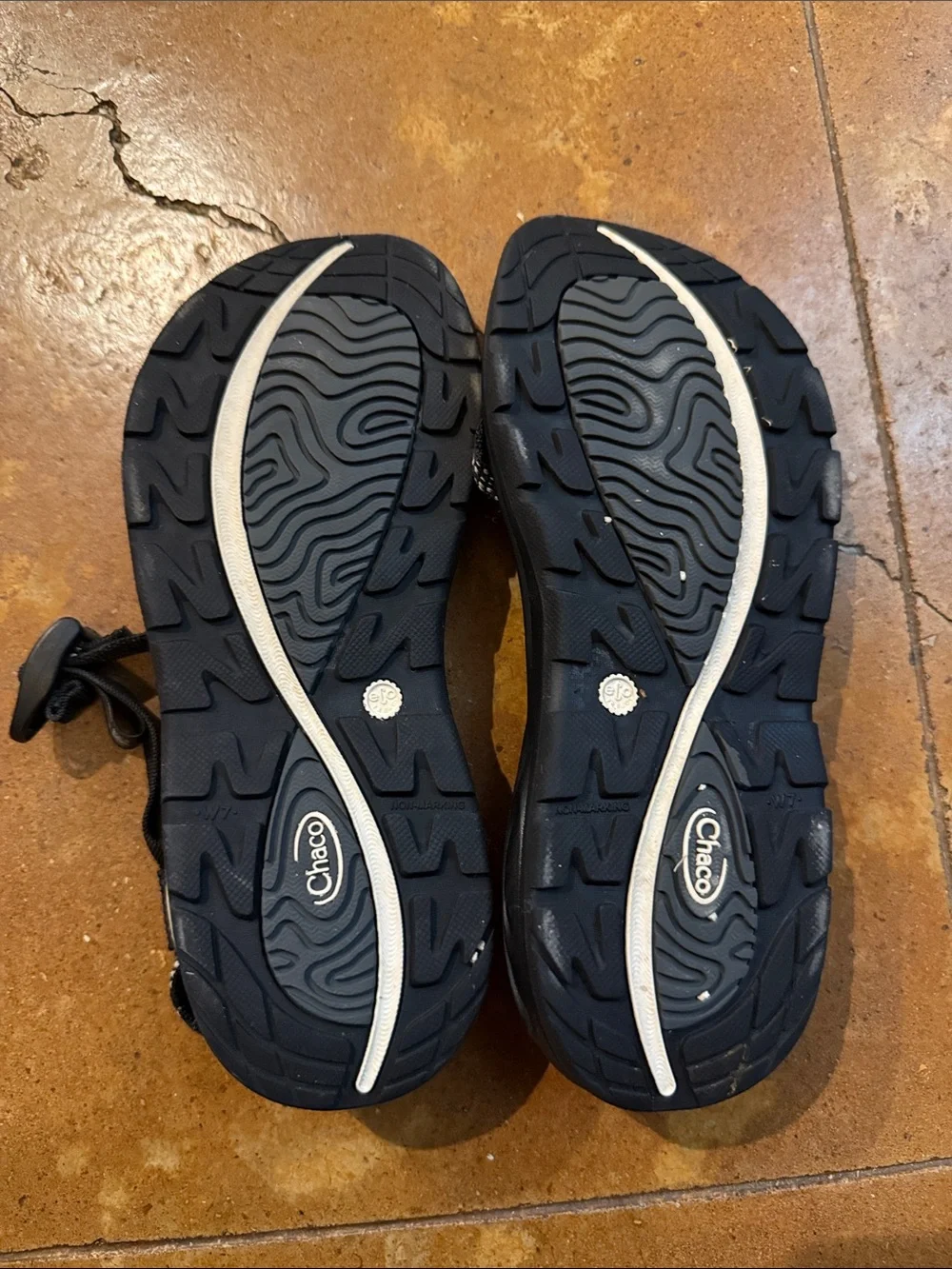 Chaco Black Strappy Sport Sandals with Reflective Dots